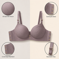 Soutien-gorge sans couture sans armatures OEM ODM, push-up, avec larges bretelles latérales, balconette, pour femmes, usage quotidien