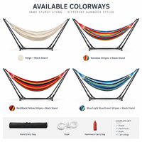 Hamac double portable en coton avec support en acier, lit balançoire réglable, capacité de 150 kg, pour les voyages et la randonnée
