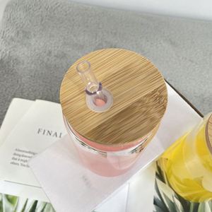 Verres à bière en forme de canette avec couvercles en bambou et pailles en verre pour impression par sublimation – Idéal pour les cadeaux - Product Image 5