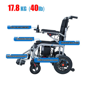 Sillas <span class=keywords><strong>de</strong></span> <span class=keywords><strong>ruedas</strong></span> eléctricas ultraligeras-Diseño plegable y portátil para personas mayores, OEM/ODM para uso en interiores y exteriores Motor sin escobillas - Product Image 4