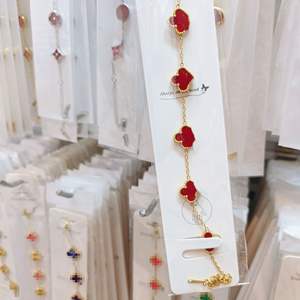 Bracciale da Donna con <span class=keywords><strong>Quadrifoglio</strong></span> a Cinque Fiori, Vendita Transfrontaliera, Pietra Naturale, Non Sbiadisce, Gioiello di Lusso Leggero e di Alta Gamma - Product Image 4