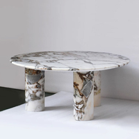 Table à manger en marbre bleu galaxie au design moderne personnalisé de haute qualité pour restaurant, hôtel ou salon en pierre