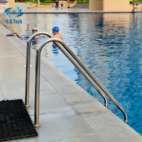 Échelle de piscine extérieure MU, échelle de piscine rétractable, prix d'usine, acier inoxydable 304, 3 marches, antidérapante, en acier inoxydable ou en plastique