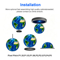Écran sphérique LED publicitaire de 1 m/1,5 m/2 m de diamètre, mur vidéo, contrôle WIFI, écran sphérique numérique 3D, écran LED sphérique