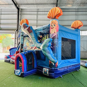 Toboggan aquatique commercial extérieur gonflable avec <span class=keywords><strong>piscine</strong></span>, thème sirène sous-marine - Product Image 2