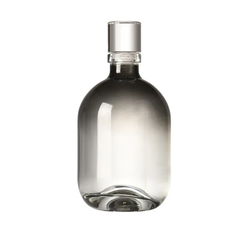 Botol kaca alkohol anggur 500ml jus wiski Vodka anggur Rum minuman keras botol kaca kosong dengan tutup kaca