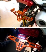 Support de plaque d'immatriculation universel pour moto, support de fixation arrière pour garde-boue, éliminateur de garde-boue, lumière LED réglable en aluminium CNC noir