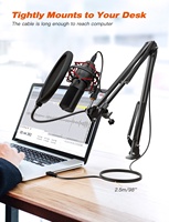 Kit Microphone Condensateur USB Filaire pour Streaming, Podcast, YouTube, Gaming, avec Support de Bras et Réduction du Bruit pour PC de Bureau - Modèle T732 Studio