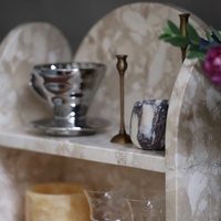 Étagère de rangement double couche en marbre travertin rose SAIDKOCCC pour salon, cuisine, chambre, décoration intérieure