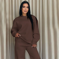 Ensemble deux pièces décontracté et confortable pour femme : sweat-shirt à col rond et pantalon large à cordon de serrage – Meilleures ventes
