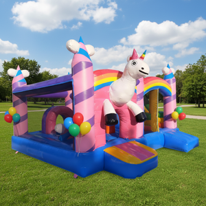 Château gonflable pour enfants avec toboggan, château gonflable personnalisé avec des dessins animés pour une utilisation en intérieur, en extérieur, à la maison, dans la cour, pour les fêtes d'anniversaire - Product Image 1
