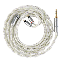 Câble audio auxiliaire plaqué 3,5 mm, connecteur femelle IEM 2 broches 0,78 mm pour écouteurs, microphone, moniteur, téléphone, gaine en PVC, blindage tressé