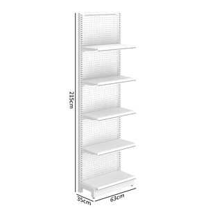 Exhibidor de Doble Cara para Supermercado, Resistente y Ligero, con 5 Estantes Perforados, Construcción de Acero Metálico Duradero - Product Image 2