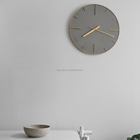 Jam dinding Quartz diam Modern, Digital wajah tunggal mewah dengan penutup beton plastik besar untuk kamar tidur ruang tamu
