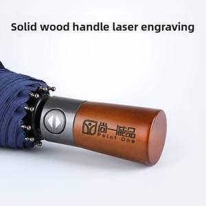 Custom Logo Engraving High-End Folding Sun Rain <strong>Umbrella</strong> Solid Wood Handle 8K Ribs Modern Design Presented High-END <strong>Gift</strong> Box <strong>Set</strong> - Product Image 5