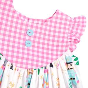 Conjunto de Ropa de Boutique para Niñas, Pijamas con Estampado de Cascanueces Navideños al por Mayor, Color Rosa - Product Image 4