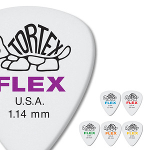 ปิ๊กกีตาร์ Dunlop Tortex Flex ขนาด 1.14 มม. ผลิตในสหรัฐอเมริกา สำหรับกีตาร์ไฟฟ้าและกีตาร์โปร่ง - Product Image 1