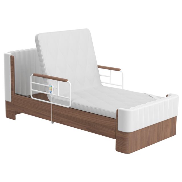 The Elderly Custom Wooden Head Smart Remote Control Auto Rise Adjustable Home Care Bed for Elder