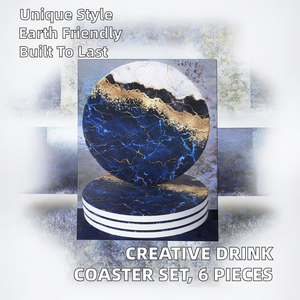 Juego de 4 Posavasos Redondos de Cerámica Ecológicos Absorbentes de 8 mm de Grosor con Soporte de Diseño Creativo - Product Image 2