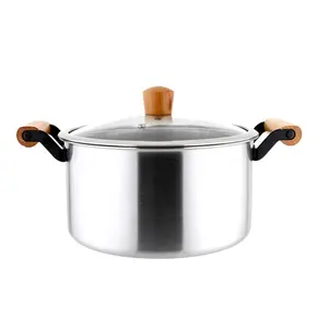ollas de acero不可氧化厨房烹饪汤锅复合三层钢玻璃盖不锈钢汤锅