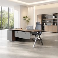 Scrivania Direzionale Moderna a L con Armadietto e Modulo Elettrico, Tavolo per CEO e Manager, Arredamento per Ufficio Commerciale XIMI-04