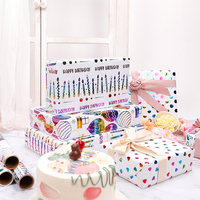 Rouleau de papier d'emballage de luxe personnalisé en silicone de 80g, 43*300cm, pour cadeaux d'anniversaire, vente en gros
