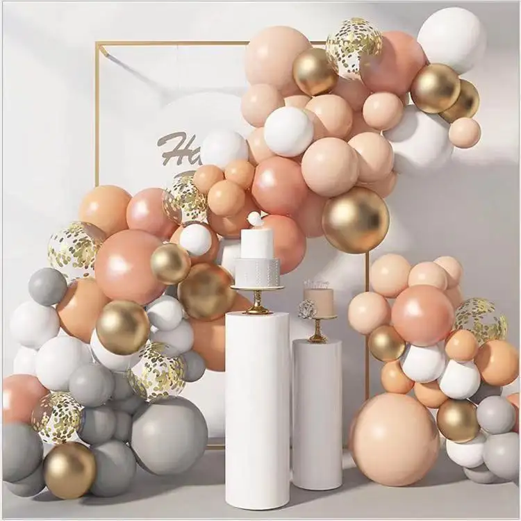 Venta al por mayor de globos de boda rosa de oro rosa globos metálicos para Acción de Gracias fiesta de cumpleaños boda despedida de soltera decoraciones