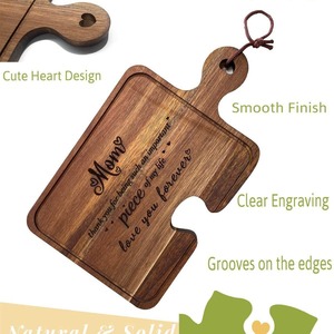 Planche à découper en bois d'acacia en forme de puzzle, 13,19 po x 7,94 po, gravée pour maman, planche à servir le fromage - Product Image 5