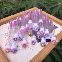 Sikat Maskara Bulu Mata Plastik Bunga Ungu, Sisir Tabung Spoolie Mawar, Maskara Glitter