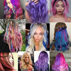 Paquete de 6 Extensiones de Cabello con Clip de Colores para Fiestas, para Niñas, 22 Pulgadas, Multicolores, Cabello Lacio Sintético - Product Image 6