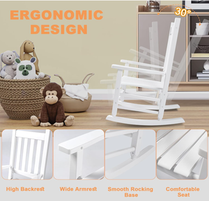 Chaise à bascule pour tout-petits en bois confortable <span class=keywords><strong>inclinable</strong></span> à bascule pour enfants d'âge bébé chaise longue intérieur extérieur filles enfants salle de jeux - Product Image 3