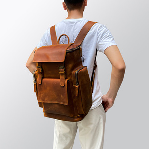 Zaino da viaggio <span class=keywords><strong>in</strong></span> <span class=keywords><strong>pelle</strong></span> da <span class=keywords><strong>uomo</strong></span> <span class=keywords><strong>in</strong></span> <span class=keywords><strong>pelle</strong></span> di grande capacità a mano Vintage - Product Image 2