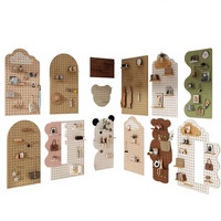 Organisateur mural robuste en bois sculpté moderne en forme de nuage avec crochets et étagères pour entrée, chambre d'enfant, salon, magasin de détail