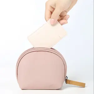 Mini Makeup Mirror Solid Color PU Leather Vanity Mirror Portable Custom Travel Mirror Pocket