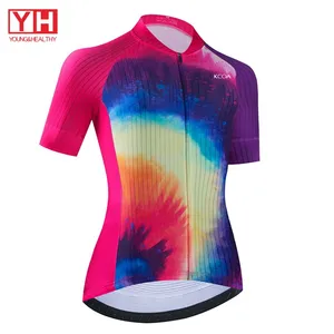 Oem Custom Summer Road Bike Cycling Jersey Sublimation Printed Women Cycling Shirts Breathable Ladies Cycling Suits Short Sleeve