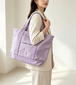 Custom Embroidered Canvas Tote Bag-<b>Large</b> Capacity Purple Shoulder Bag Reusable Shopping <b>Handbag</b> with Custom Logo - Product Image 3