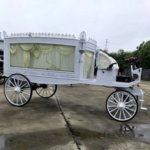 Chariot funéraire électrique blanc pour transport spécial de cercueil, type calèche à chevaux - Product Image 1