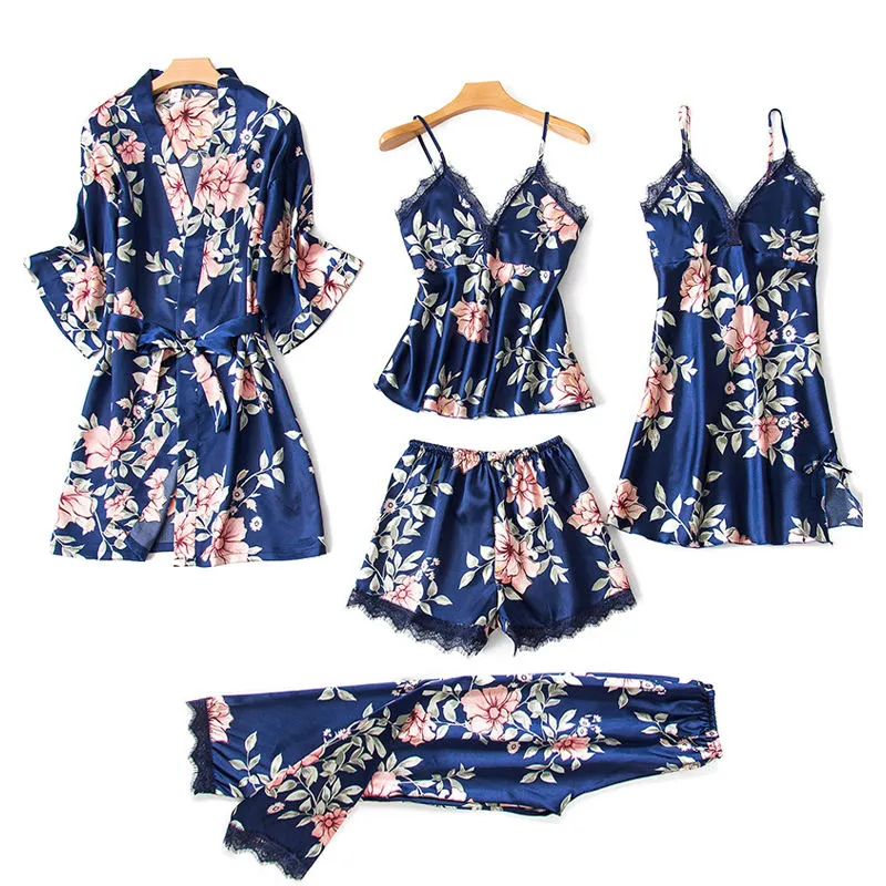 Wholesale Luxury Pajamas Nightwear Girls Sexy Ladies Pyjama Nightgown Nightdress Pj Silk Satin Women'S Sleepwear Set For Women