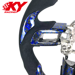 Volant sport racing personnalisé en cuir et fibre de carbone forgée bleue pour Ford Mustang S550 GT350 500 Shelby 2015-2023 - Product Image 2