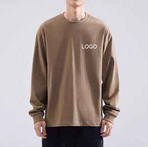 Camisetas de algodón pesado Premium de alta calidad, manga larga, hombros caídos lisos, diseño de serigrafía, tela de punto con cuello redondo - Product Image 1