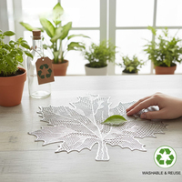 Ensemble de sets de table et de dessous-de-plat classiques en argent, feuilles en PVC, lavables, antidérapants, en vinyle, pour les tables à manger, pour les mariages, en plastique