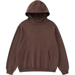 2025 pull surdimensionné pour hommes sweat à capuche en polaire lourde avec poche motif solide broderie 3D lavé à l'acide sweat à capuche - Product Image 5