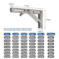 Support d'angle de montage mural à 90 degrés en acier inoxydable Angle Triangle réglable Support de banc de table Supports pliants