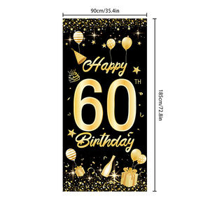 30e 40e 50e noir or joyeux <span class=keywords><strong>anniversaire</strong></span> porte couverture <span class=keywords><strong>anniversaire</strong></span> porche décoration rideau maison thème fête décoration porte couplets - Product Image 1