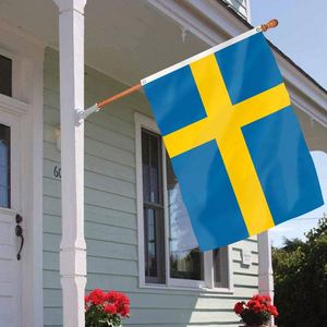Bandera de Suecia de 3x5 pies, tela de poliéster con dos ojales de latón, para colgar en la pared, decoración para interiores y exteriores - Product Image 3