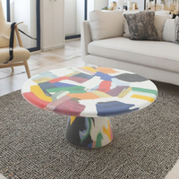 Table Basse Moderne Nordique de Luxe Personnalisable en Fibre de Verre Multicolore, Multifonctionnelle, Facile à Nettoyer, Décoration Intérieure Polyvalente