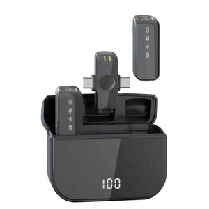 Microphone sans fil compatible vidéo 2-en-1 portable mini Type-C avec réduction de bruit et LED <span class=keywords><strong>pour</strong></span> iPhone/Android - Product Image 1