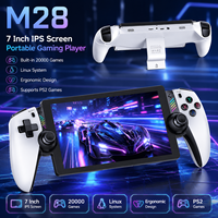 Lecteur de jeux portable M28 avec écran IPS de 7 pouces, 20000 jeux intégrés, système Linux, design ergonomique, prend en charge les jeux PS2