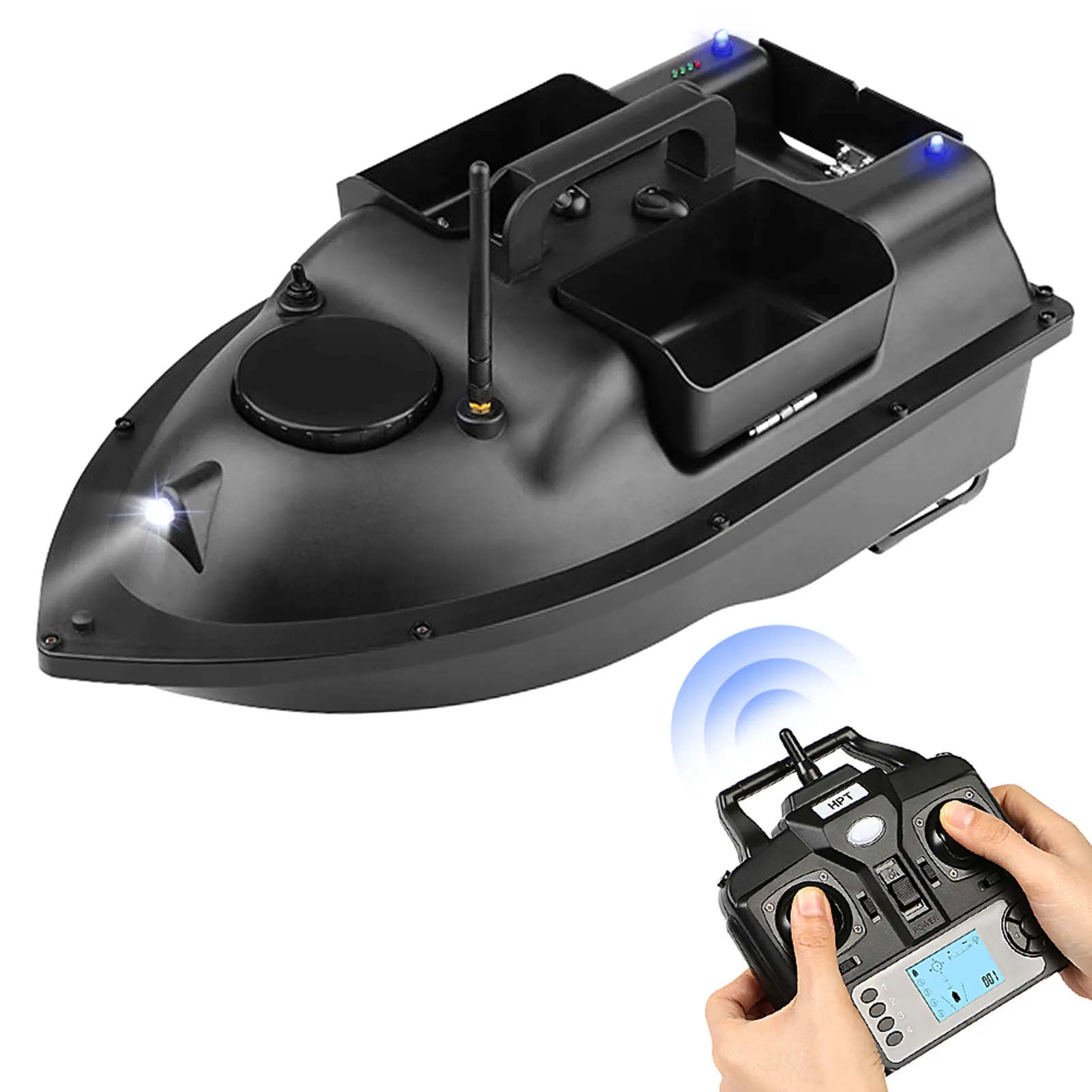 GPS RC Fishing Bait Boat Automatic 500m Remote Control Fish Finder Bait Boat fino a 2.0kg Lure Rc Ship con pesca a luce notturna