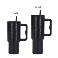 Botol Minum Dinding Ganda Stainless Steel Custom, Cangkir Kopi Travel Terisolasi, Tumbler 30oz 40oz Dengan Gagang dan Tutup Sedotan